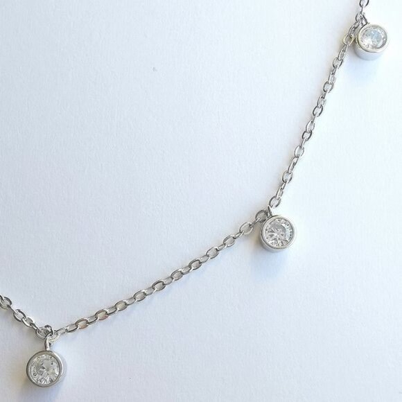 Sterling Silver CZ droplet necklace 18" 🆕 - Picture 6 of 8